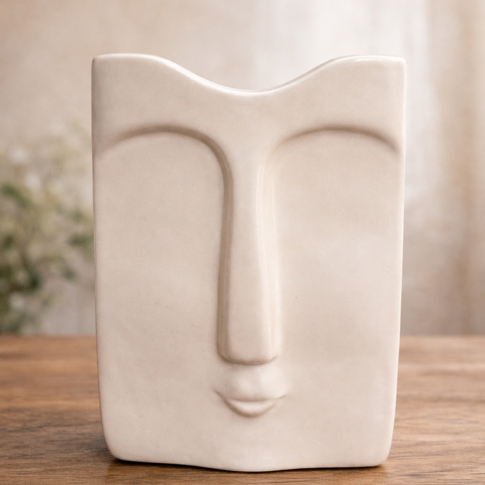 Modern Cream Face Sculpture